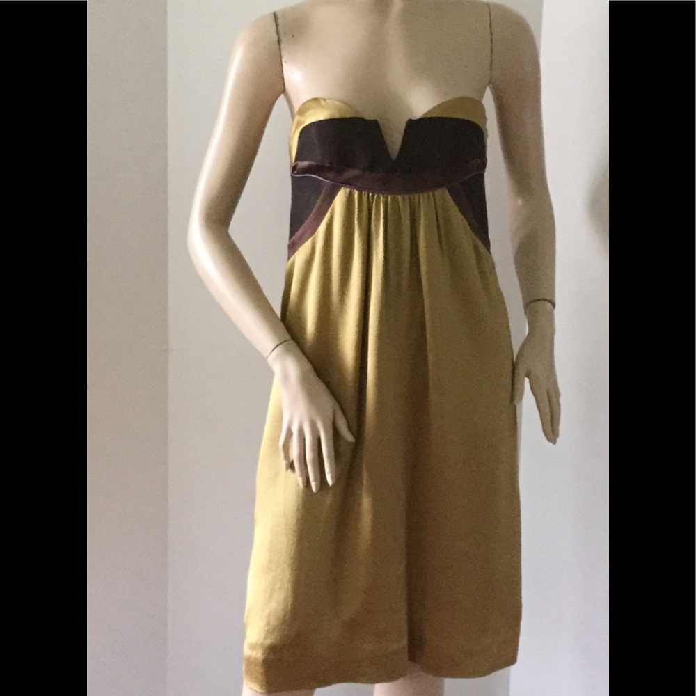 Nicole Miller Strapless Silk Dress